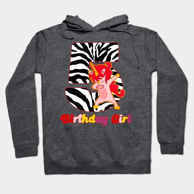 Dabbing Unicorn Birthday 5 Year Old Hoodie by musicanytime